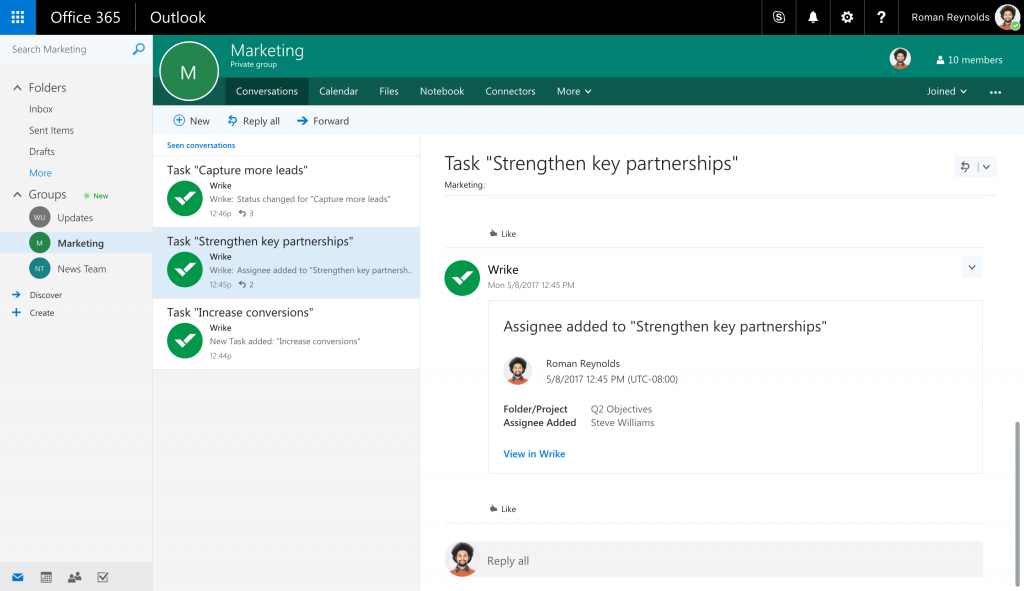 Wrike Deepens Microsoft Office 365 Integration With Outlook Actionable