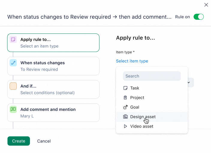 animation of wrike automation feature