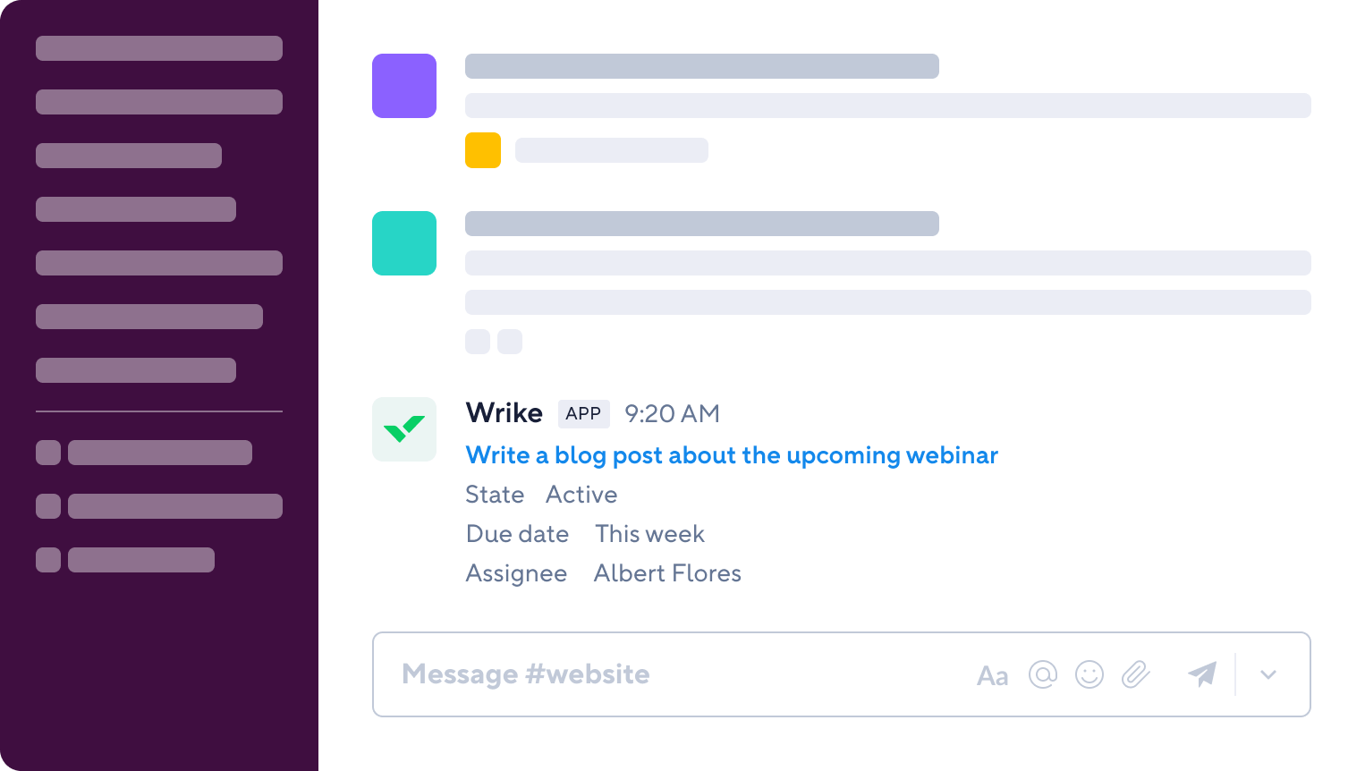 Приложение Wrike для Slack